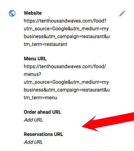 google places add reservations order